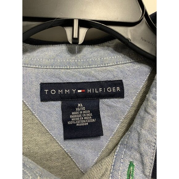 Two Tommy Hilfiger Mens Golf Shirts XL Outdoors Blue and Stripes  Spell Out - Picture 6 of 13